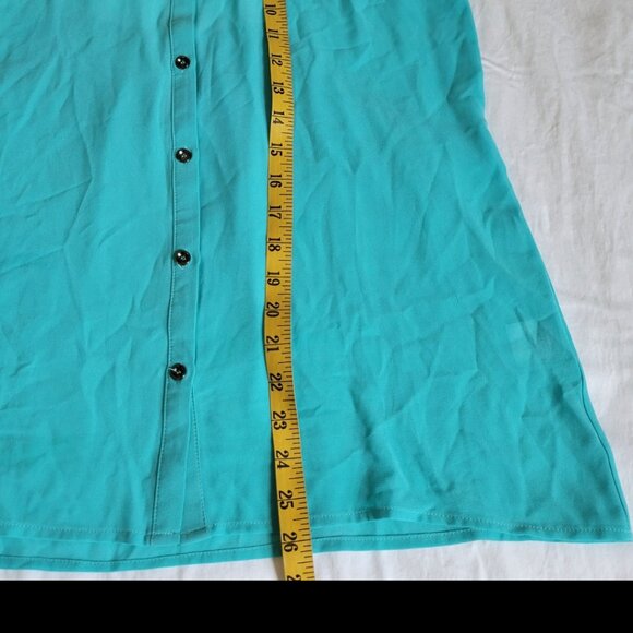 Andree Large women turquoise sheer shirt beadwork on color - Picture 8 of 16